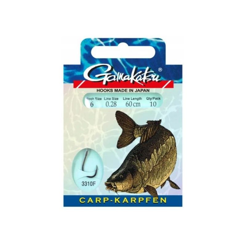 HACZYKI WIĄZANE GAMAKATSU CARP PRZYPON 0,28mm  6