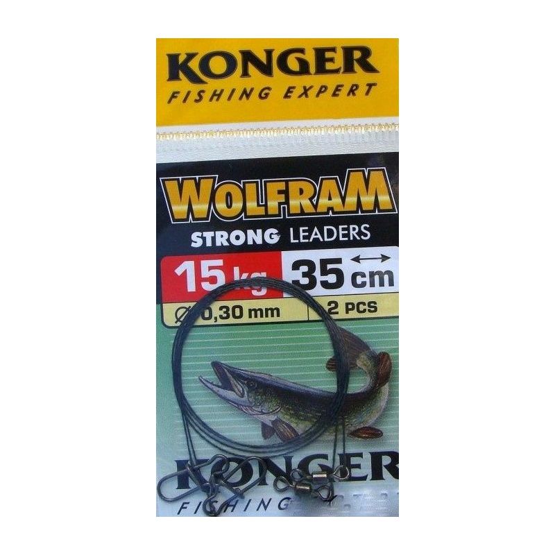 PRZYPON KONGER WOLFRAM ZIELONY 35cm 10kg 2szt