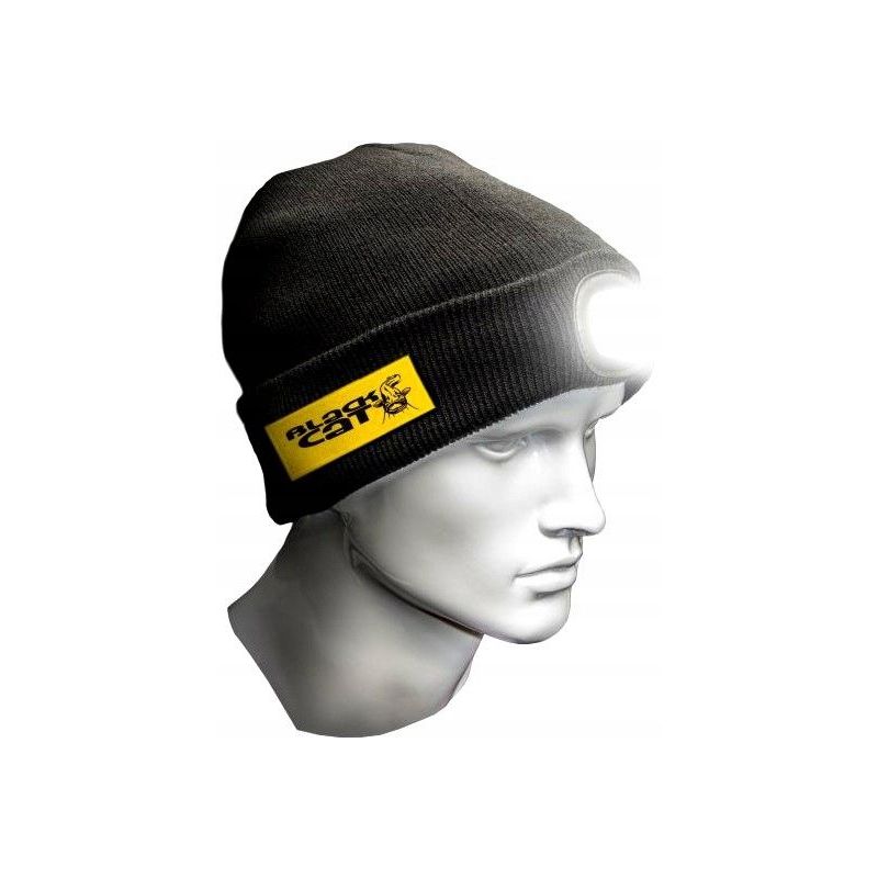 CZAPKA BLACK CAT Z LAMPKĄ LED LANCER BEANIE NEW