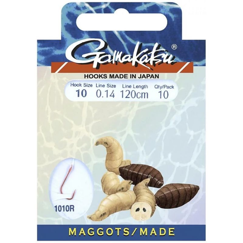 HACZYKI WIĄZANE GAMAKATSU MAGGOTS RED 10 0.14mm 