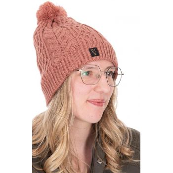 CZAPKA ZIMOWA FOX CABLE KNIT BOBBLE DUSTY DAMSKA