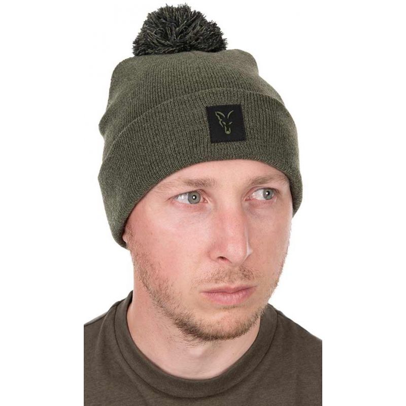 CZAPKA ZIMOWA FOX COLLECTION BOBBLE HAT GREEN BLAC